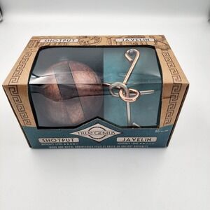 True Genius Shotput‎ Javelin Wood Metal Brainteaser Puzzle Kids NIB
